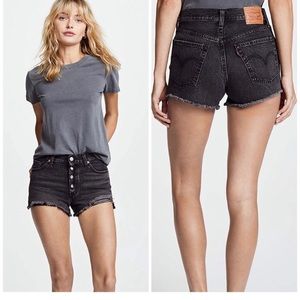 Levi's 501 black button fly cut off shorts